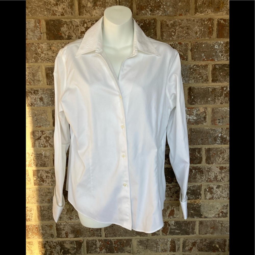 Petite Sophisticate Large Blouse French Cuffs Raised Design Vintage